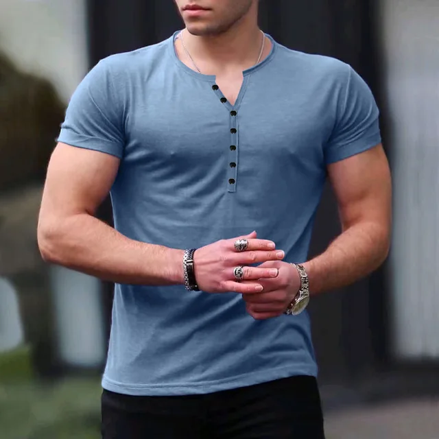 Camiseta Cuello V- S005 /Azul