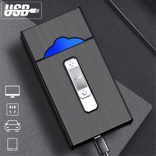 Caja para Cigarrillos y Encendedor Electrico/ Negro IM17