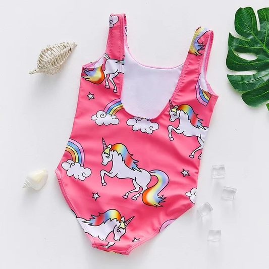Traje de baño para niña / Rosa-Unicornio B126