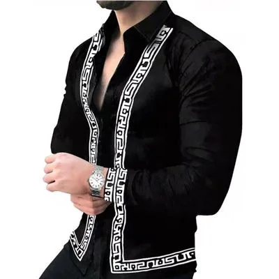 Camisa manga larga para caballero/Negro-Blanco BL40