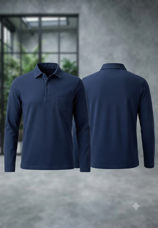 Camisa Manga larga tipo polo. Marca Touch & Go. / Azul Marino NK18