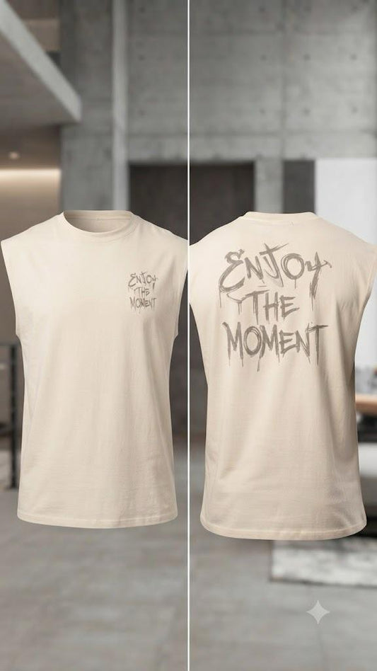 Camisa Casual sin mangas para Caballero Oversize /Beige NK12