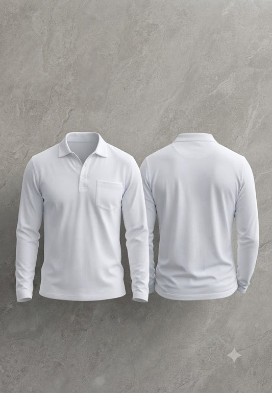 Camisa Manga larga tipo polo. Marca Touch & Go. / Blanco NK18