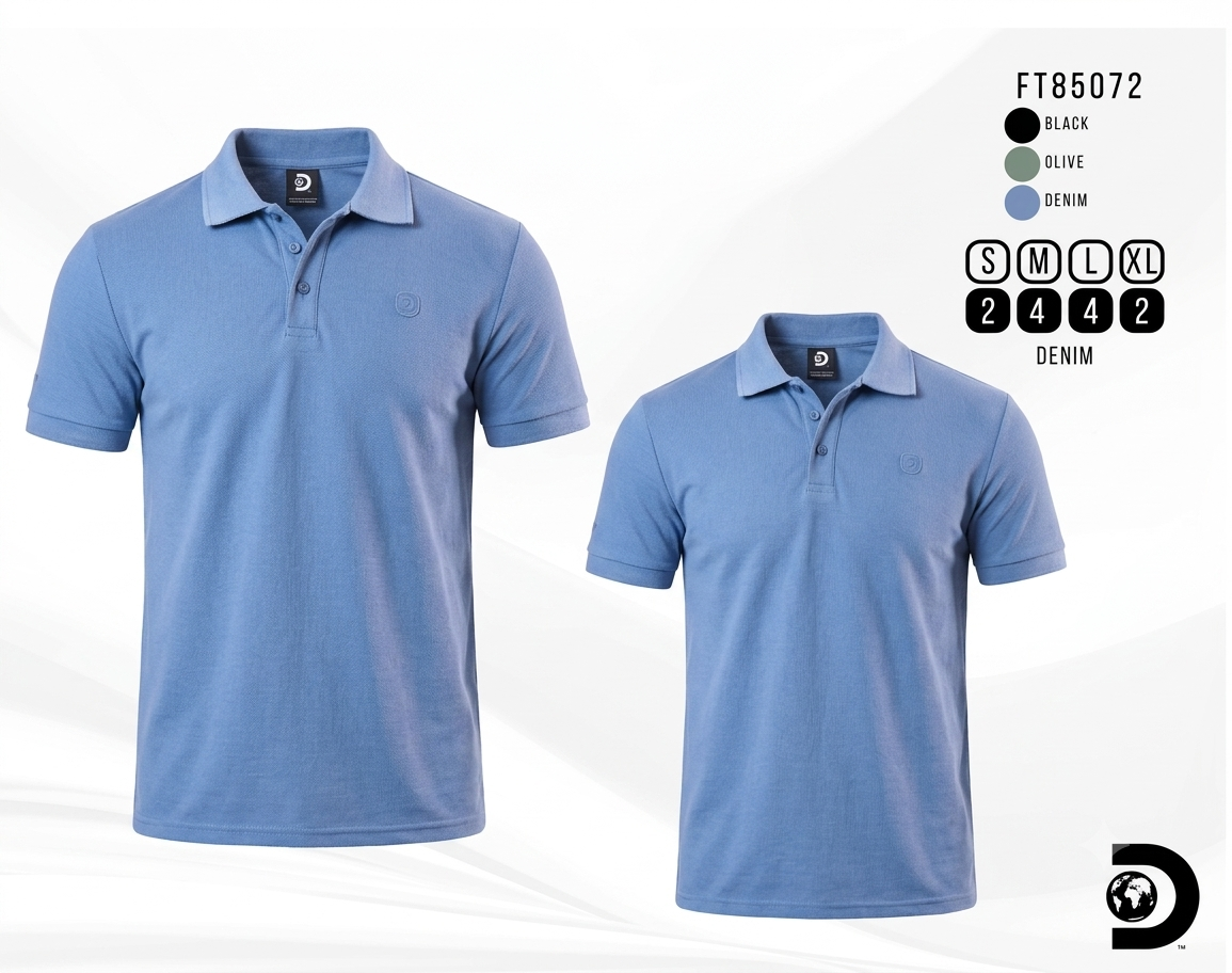 Camiseta Discovery Tipo Polo para Caballero - Azul KCN13