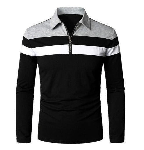 Camisa Manga Larga Tipo Polo Negra N04