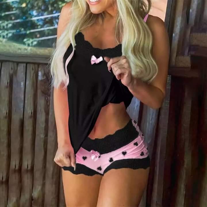 Pijama para Dama / Rosa-Negro RA35