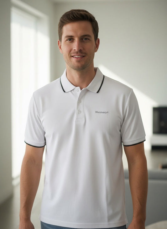 Camisa Tipo Polo Marca Discovery Blanco NK06