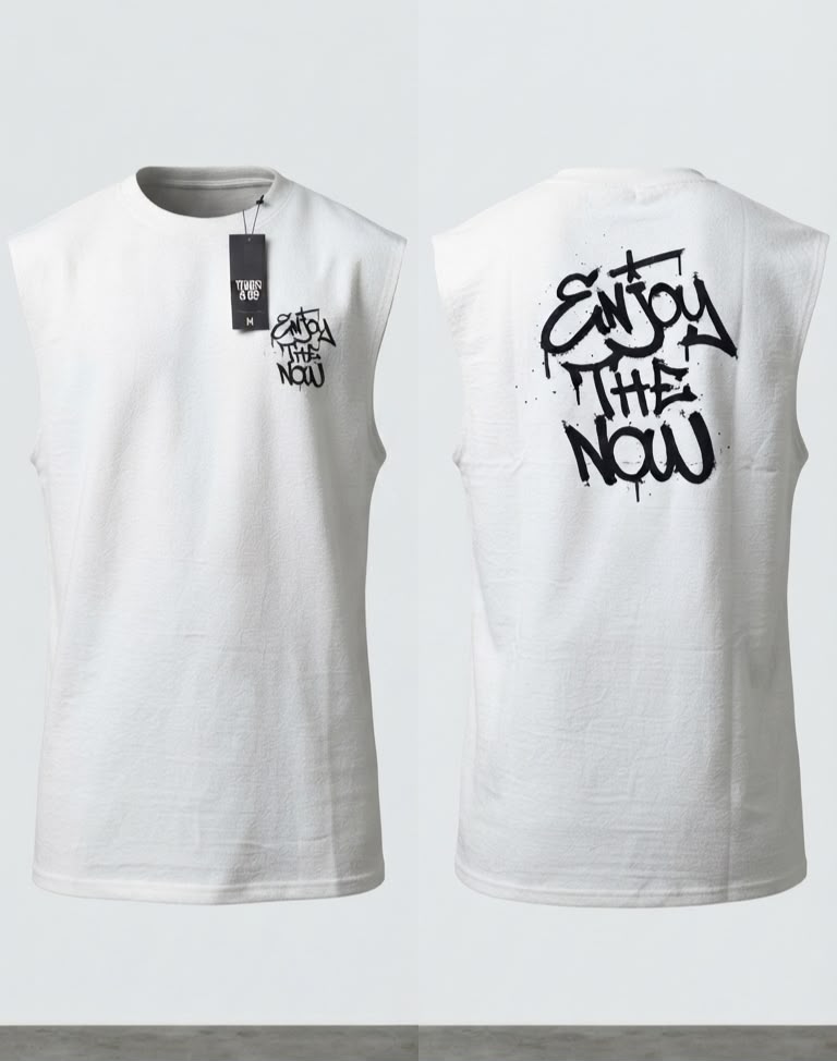 Camisa Casual sin mangas para Caballero Oversize / Blanco NK12