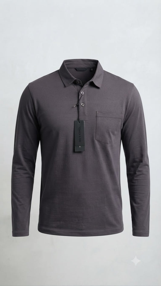 Camisa Manga larga tipo polo. Marca Touch & Go. / Gris NK18