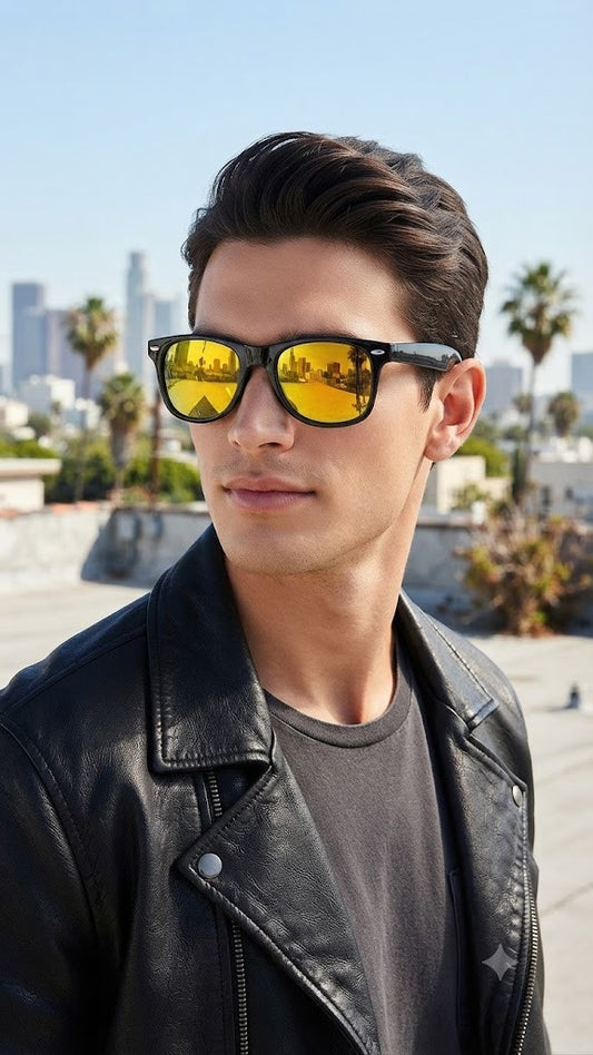 Lentes para el Sol. para caballero - Negro-Lente amarillo C188