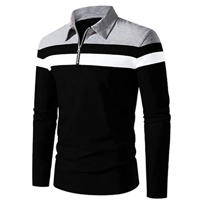 Camisa Manga Larga Tipo Polo Negra N04