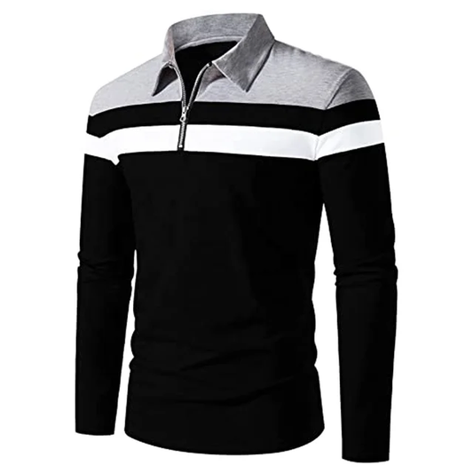 Camisa Manga Larga Tipo Polo Negra N04