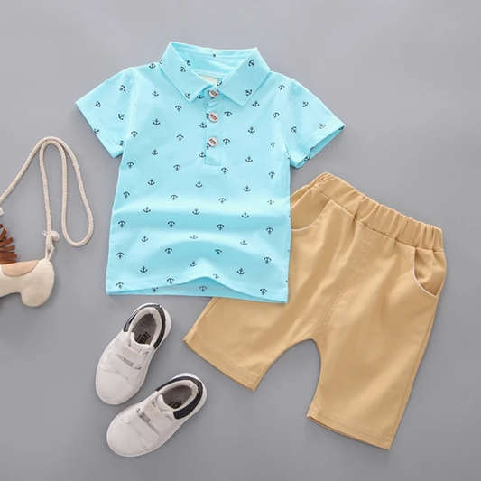 Conjunto para bebe /  B88 Ancla-Celeste