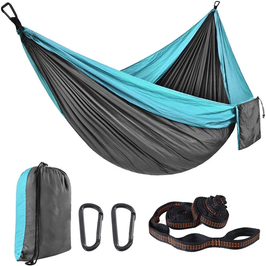 Hamaca Portatil Gris/celeste S020