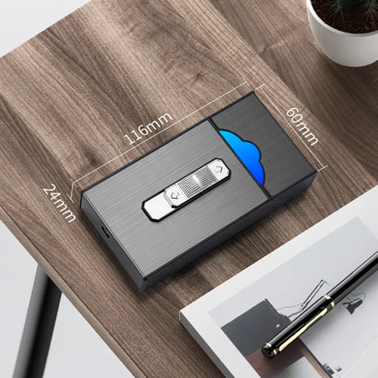Caja para Cigarrillos y Encendedor Electrico/ Dorado IM16