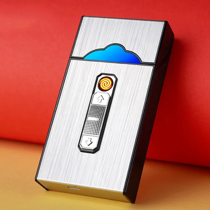 Caja para Cigarrillos y Encendedor Electrico/ Gris IM18