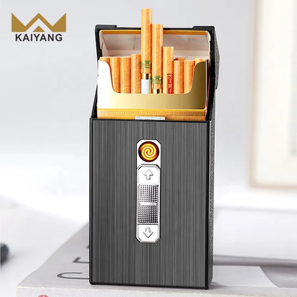 Caja para Cigarrillos y Encendedor Electrico/ Negro IM17