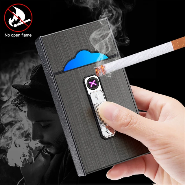 Caja para Cigarrillos y Encendedor Electrico/ Gris IM18