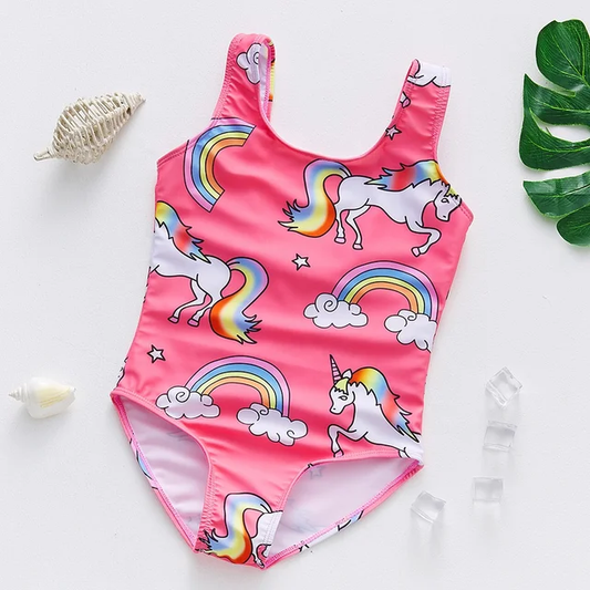 Traje de baño para niña /  Rosa-Unicornio  B126