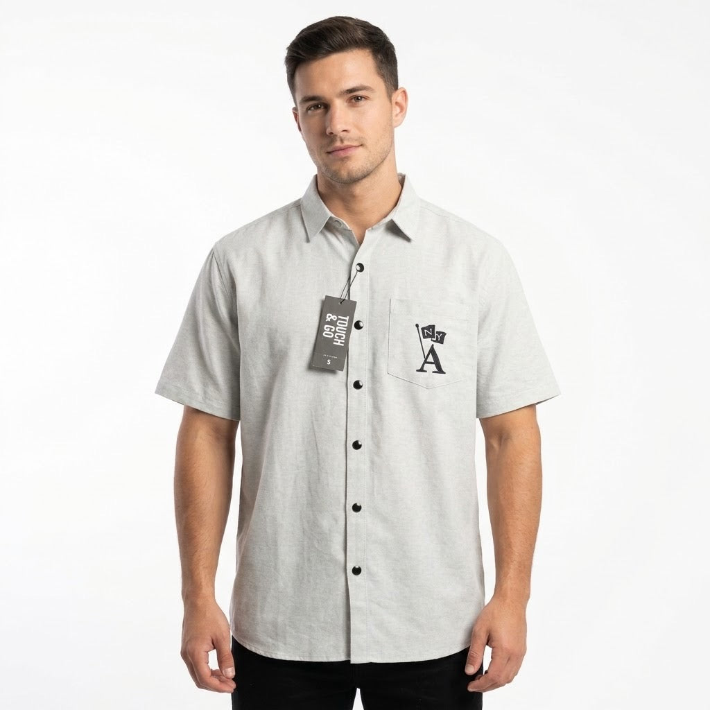 Camisa Estampada con Botones - KCN160 Gris Claro
