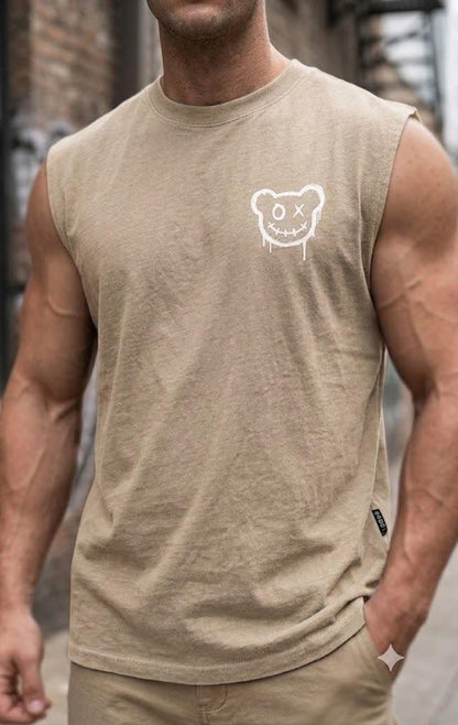 Camisa Casual sin mangas para Caballero /Beige NK13