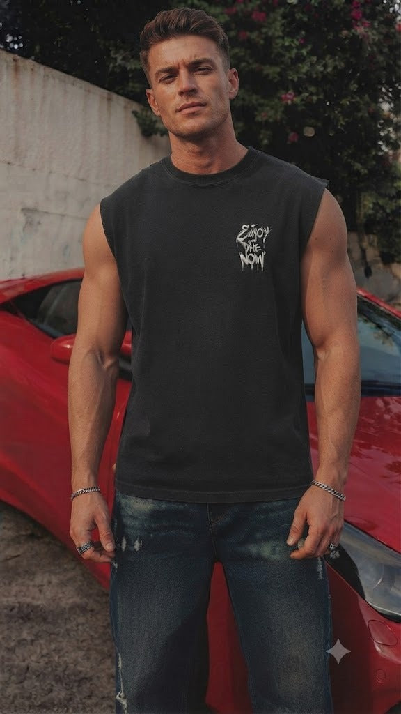 Camisa Casual sin mangas para Caballero /Negro NK12