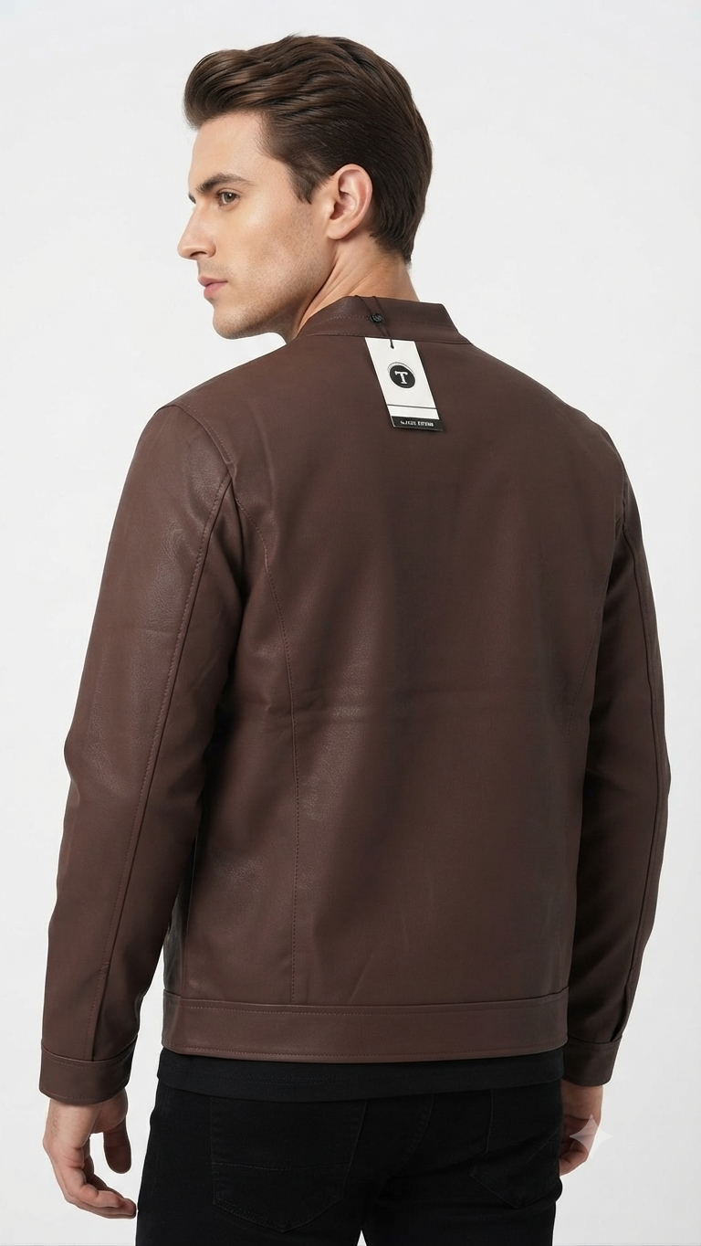 Jacket Impermeable Cuerina Touch & Go - Cafe KCN46
