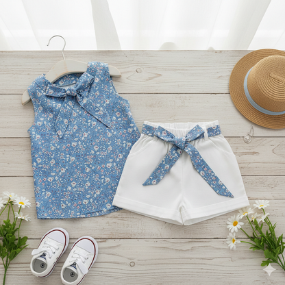 Conjunto para niña Floral / RA43 Short Blanco