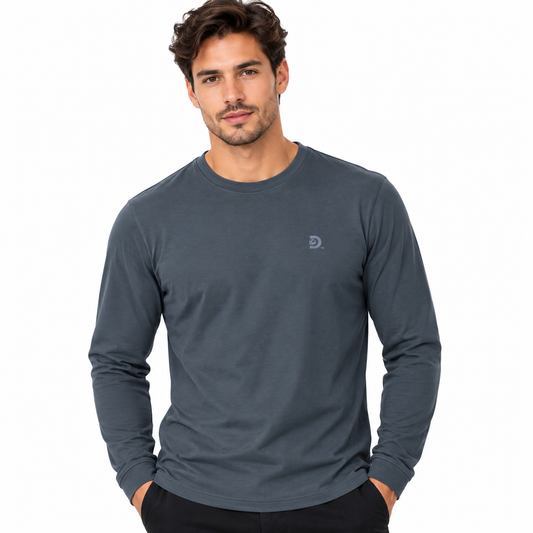 Camiseta Manga Larga para Caballero - KCN177 Gris Oscuro
