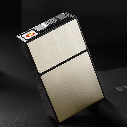Caja para Cigarrillos y Encendedor/ Dorado IM30