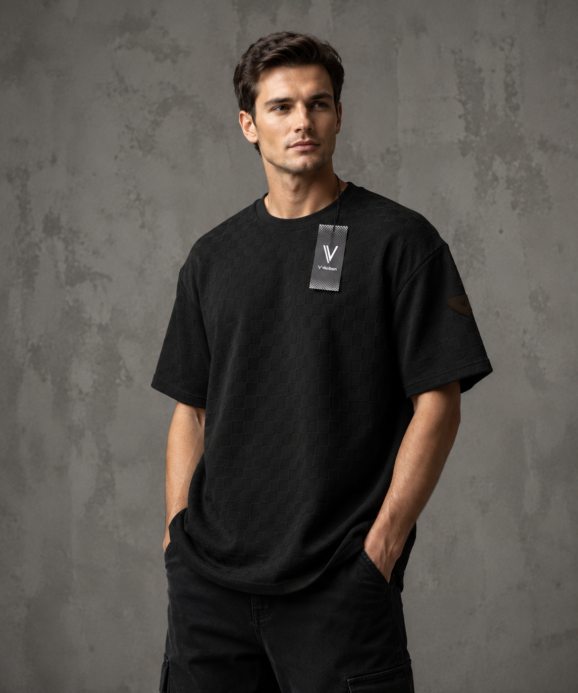 Camiseta Over Size con Alto relieve  Marca Interview -  Negro NK20