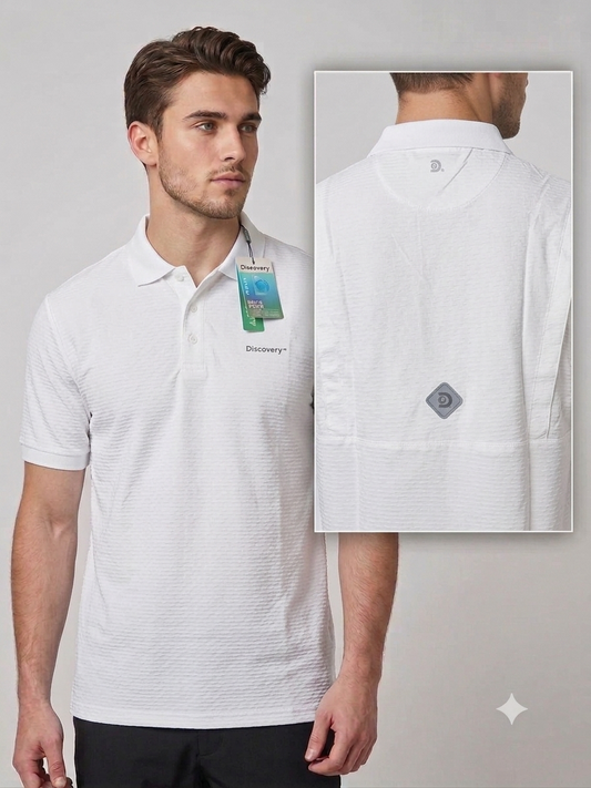 Camisa Tipo Polo Marca Discovery   - Blanco NK10