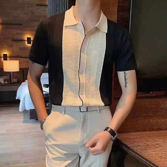 Camisa Casual  / Negro-Beige  BL50