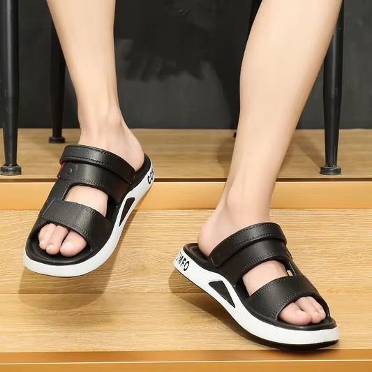 Sandalias Antideslizantes para Caballero /Negro-Blanco N32