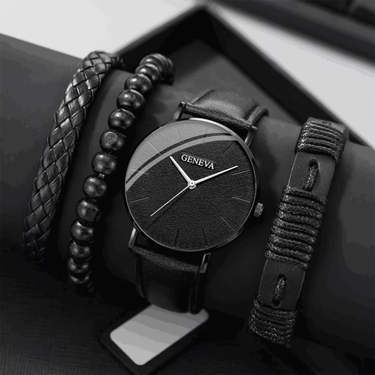 Set de Reloj y pulsera para caballero/ Negro IM26
