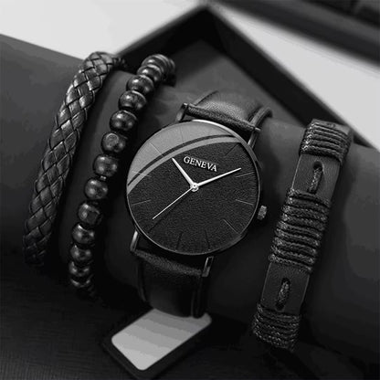 Set de Reloj y pulsera para caballero/ Negro IM26
