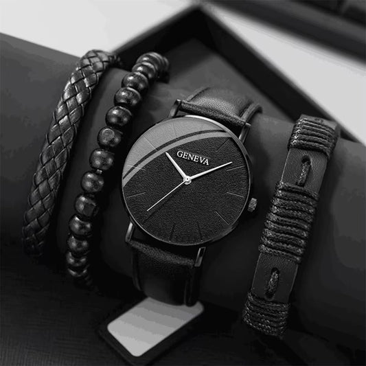 Set de Reloj y pulsera para caballero/ Negro IM26