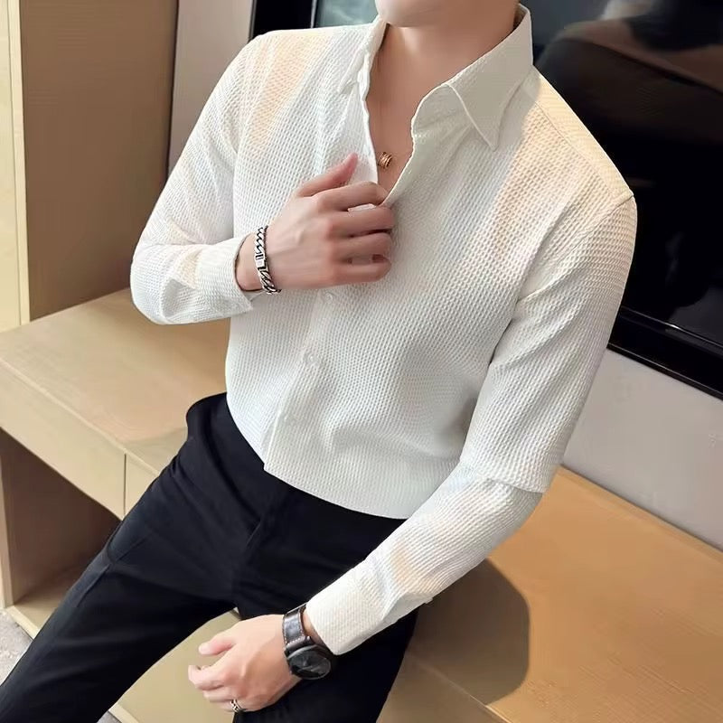 Camisa manga larga para caballero/Blanco DM19