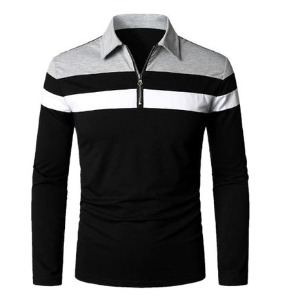 Camisa Manga Larga Tipo Polo Negra N04