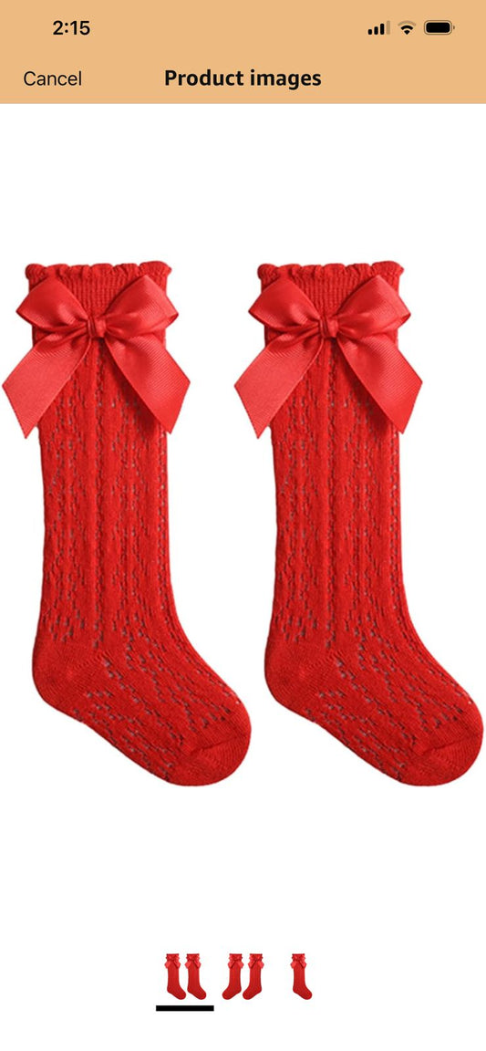 Calcetines para bebe con chongo  / RA110 Rojo