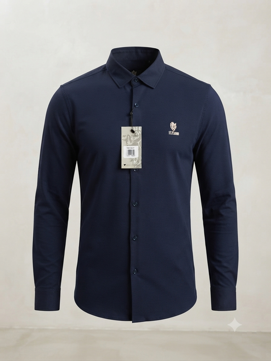Camisa Formal Manga Marca Ice Man/ Azul Marino NK16