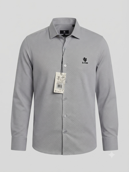 Camisa Formal Manga Marca Ice Man/ Gris Claro NK16
