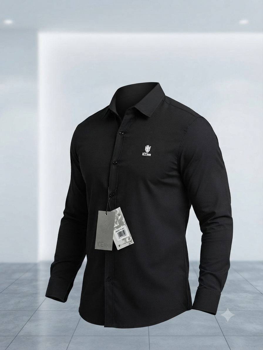 Camisa Formal Manga Marca Ice Man/ Negro NK16