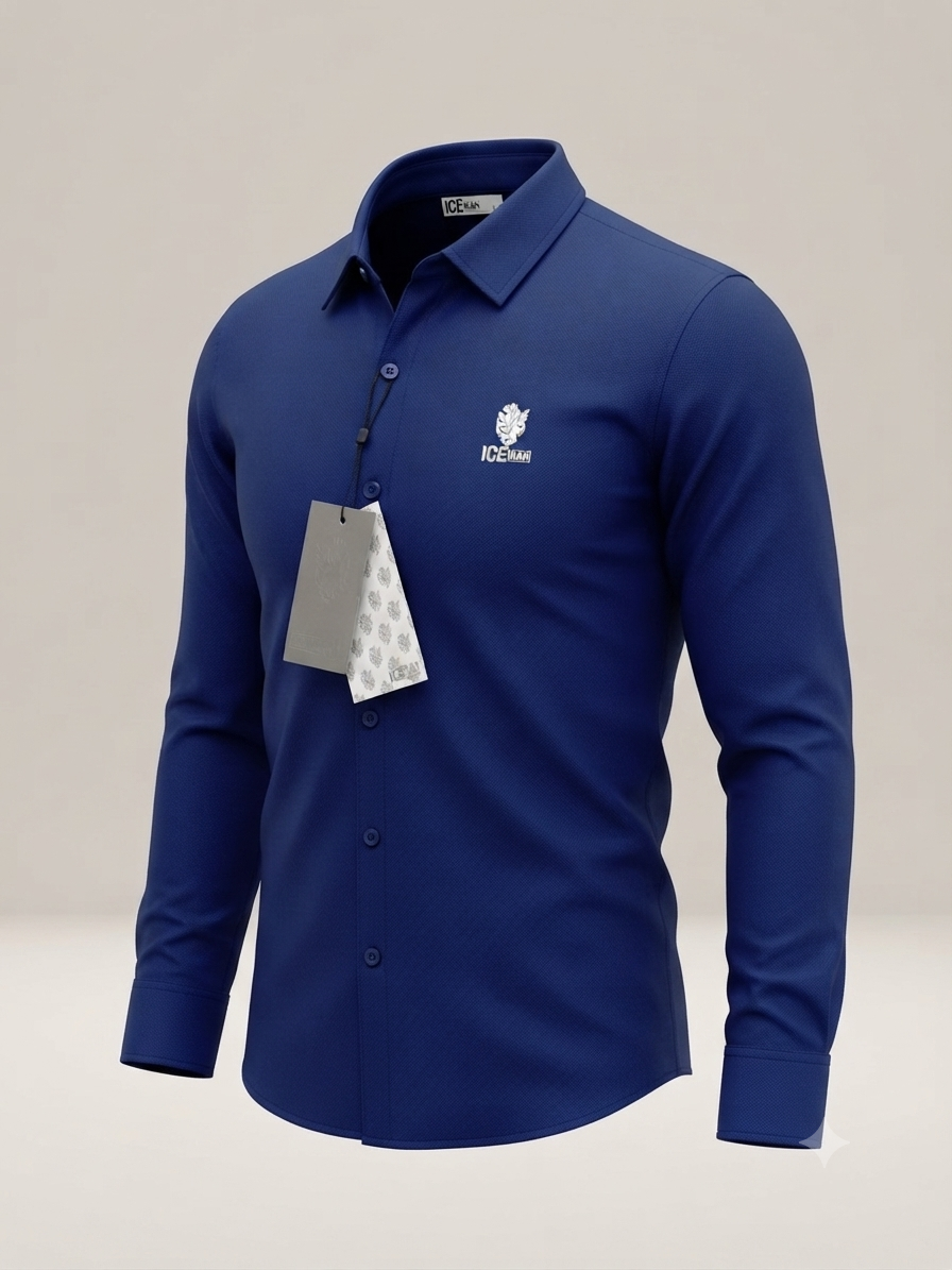 Camisa Formal Manga Marca Ice Man/ Azul Eléctrico NK16