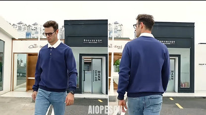 Sudadera para Caballero Tipo Polo/Gris N09