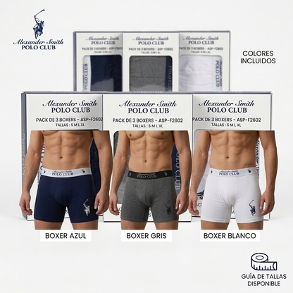 3 Pack Boxer Largo Polo Club Alexander Smith - KCN03