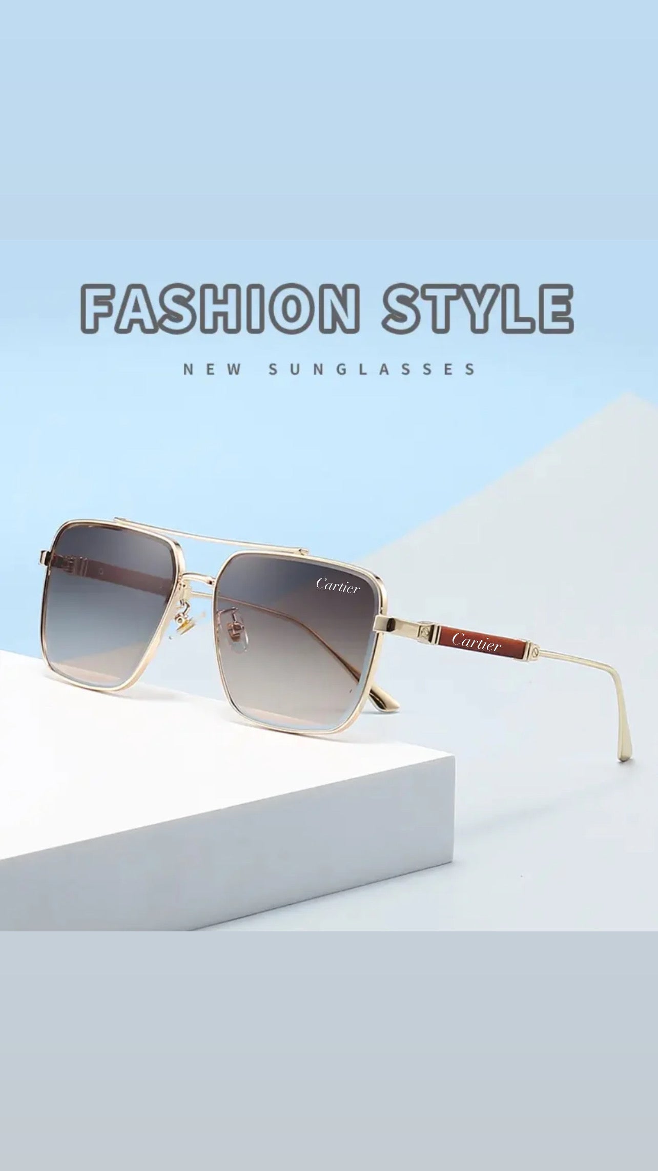 Lentes de Sol Cartier 2026   / Gris- Dorado C153