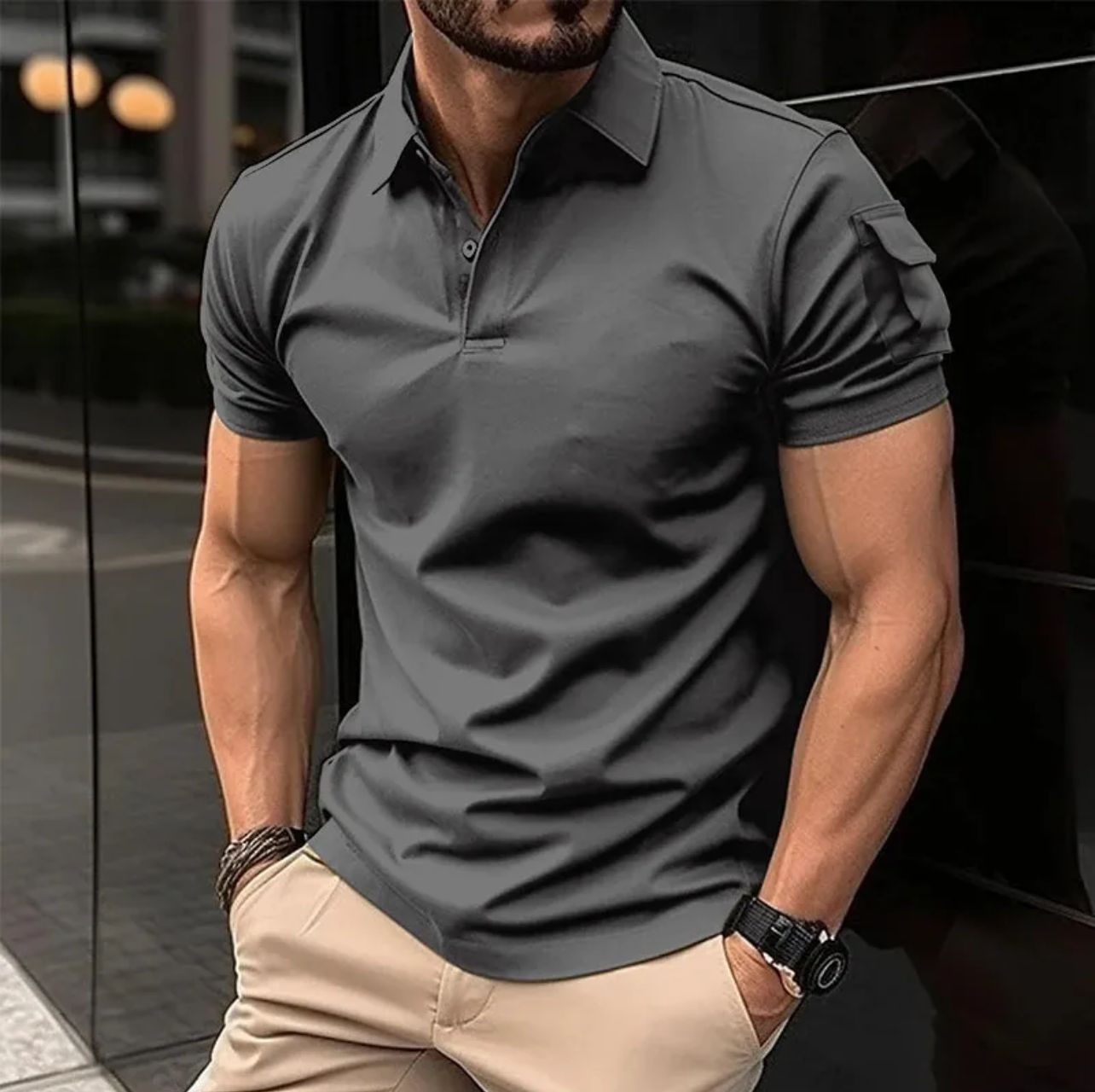 Camisa Tipo Polo AS01- Gris