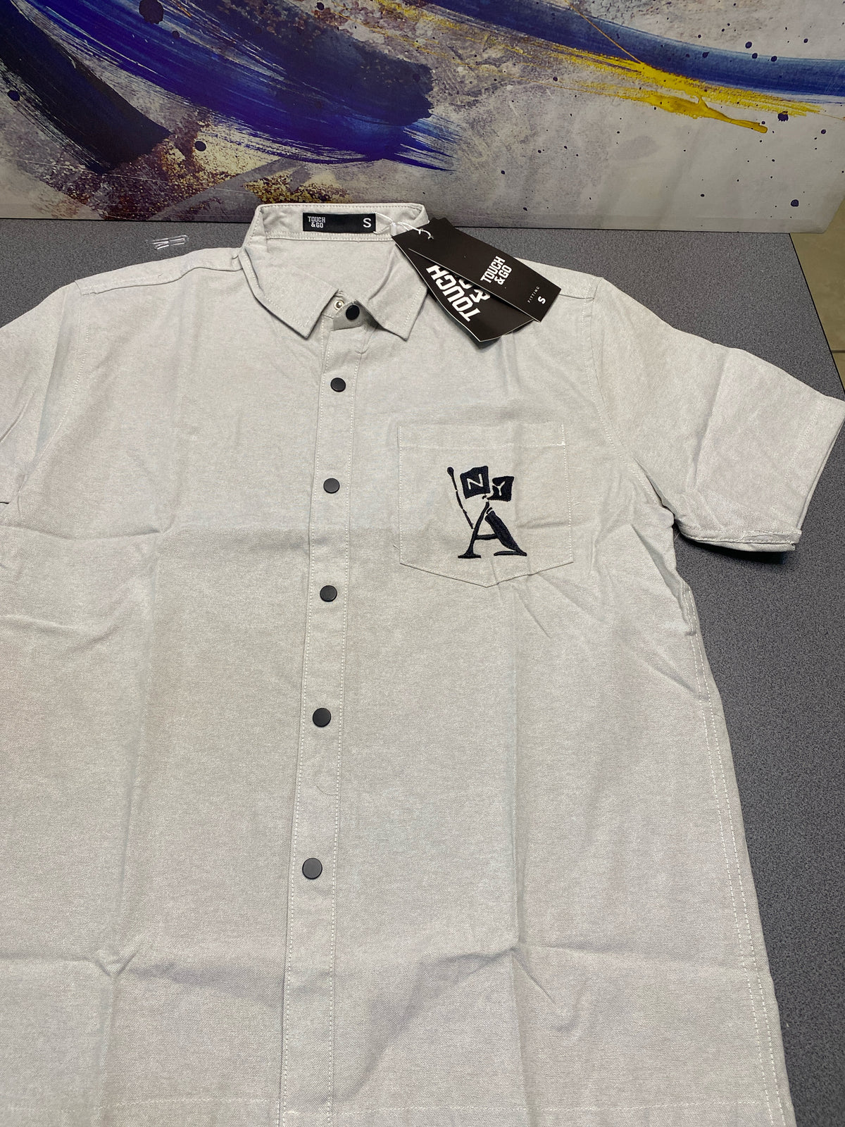 Camisa Estampada con Botones - KCN160 Gris Claro