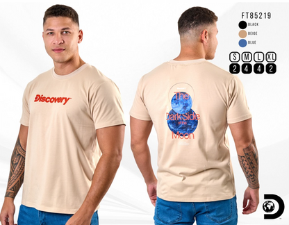 Camiseta Discovery para Caballero - Beige KCN16
